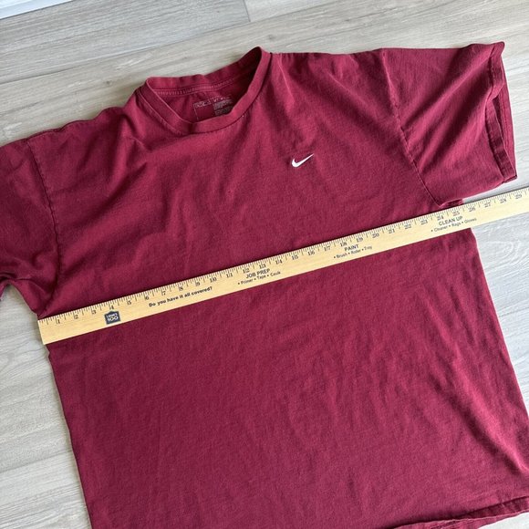 Vintage Nike T‎ Shirt Embroidered Swoosh Check Maroon Red Men’s Size 2XL XXL VTG - Picture 4 of 7